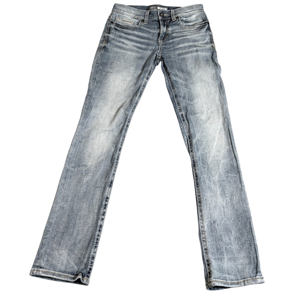 BKE Buckle Alec Jeans 29x29 Blue Denim Medium Wash Casual Straight Leg Whiskered